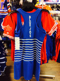 Women's Toronto Blue Jays Hazel Mae Collection Engineered Stripe Dress - Bleacher Bum Collectibles, Toronto Blue Jays, NHL , MLB, Toronto Maple Leafs, Hat, Cap, Jersey, Hoodie, T Shirt, NFL, NBA, Toronto Raptors