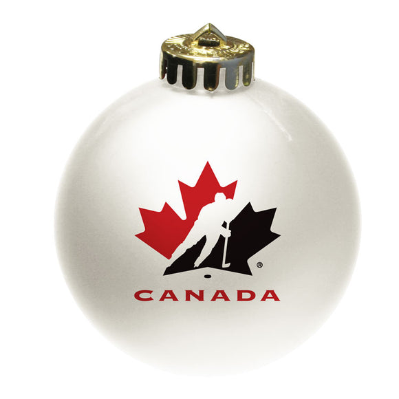 Team Canada White Shatter Proof Single Ball Christmas Ornament Hockey