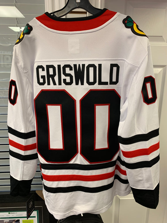 Men's Chicago Blackhawks Clark Griswold Christmas Vacation White NHL Hockey Jersey