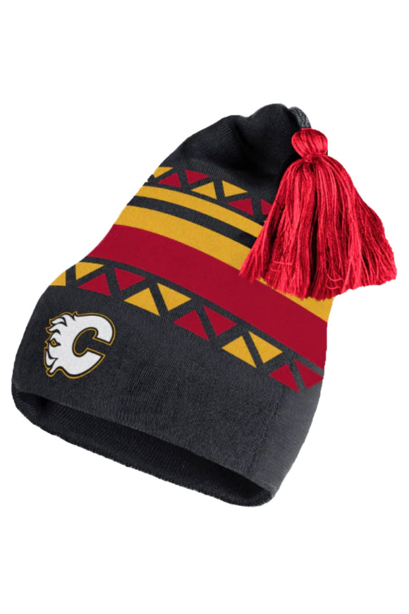Men's Calgary Flames 2022-23 Adidas Reverse Retro Tassel Beanie Toque Knit Hat