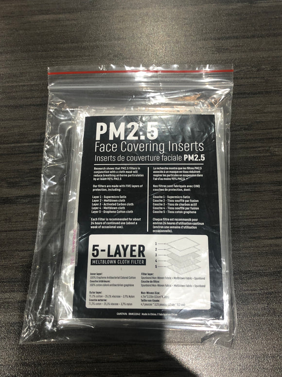 PM 2.5 Face Covering Mask 5 Layer Meltblown Cloth Inserts Filter Pack of 10
