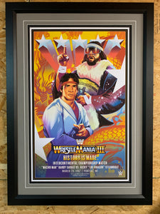 WWE Wrestlemania III Ricky The Dragon Steamboat vs Randy Macho Man Savage Framed Lithograph - Limited Edition - Bleacher Bum Collectibles, Toronto Blue Jays, NHL , MLB, Toronto Maple Leafs, Hat, Cap, Jersey, Hoodie, T Shirt, NFL, NBA, Toronto Raptors