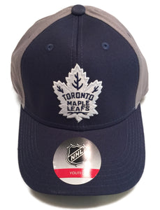 Youth Toronto Maple Leafs Grey Blue Colorblock Structured Adjustable Hat Cap - Bleacher Bum Collectibles, Toronto Blue Jays, NHL , MLB, Toronto Maple Leafs, Hat, Cap, Jersey, Hoodie, T Shirt, NFL, NBA, Toronto Raptors