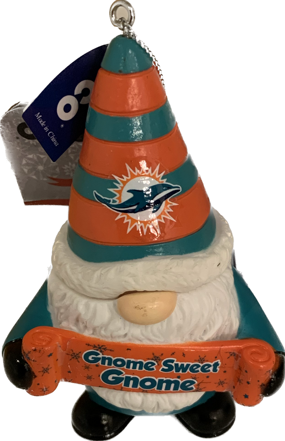Miami Dolphins Gnome Sweet Gnome Ornament NFL Football by Forever Collectibles