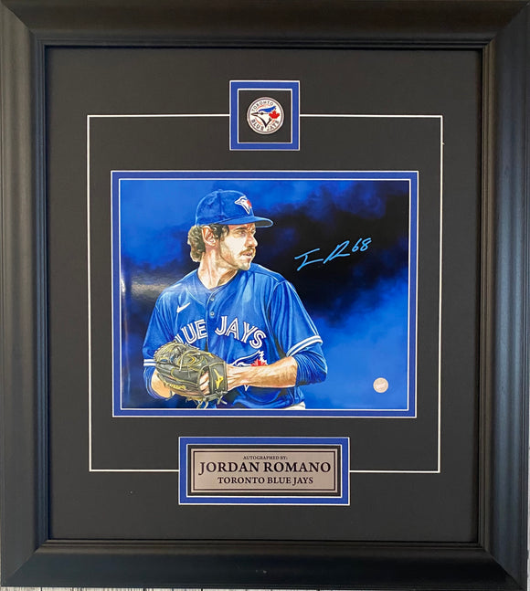 Jordan Romano Signed Toronto Blue Jays 8x10 Photo Picture MLB Baseball with COA and Holofoil - Framed