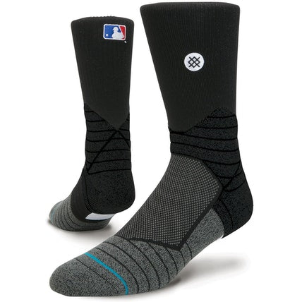 Men's MLB Baseball Diamond Pro Primary Crew Black Calf Socks - Size Large