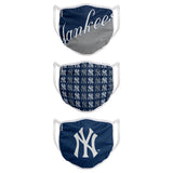 New York Yankees MLB Baseball Foco Pack of 3 Adult Face Covering Mask Version 2