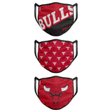 Chicago Bulls NBA Basketball Foco Pack of 3 Adult Face Covering Mask