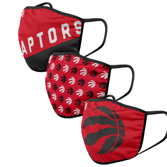 Toronto Raptors NBA Basketball Foco Pack of 3 Adult Face Covering Mask Version 2