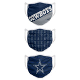 Dallas Cowboys NFL Football Gametime Foco Pack of 3 Adult Face Covering Mask