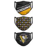 Pittsburgh Penguins NHL Hockey Foco Pack of 3 Adult Face Covering Mask - Version 2