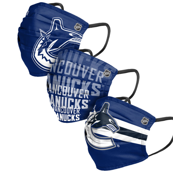 Vancouver Canucks NHL Hockey Foco Pack of 3 Match Day Face Covering Mask
