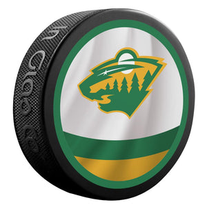Minnesota Wild Retro Reverse Double-Sided Logo NHL Inglasco Souvenir Puck