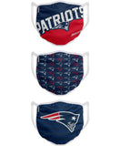 New England Patriots NFL Football Gametime Foco Pack of 3 Adult Face Covering Mask