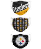 Pittsburgh Steelers NFL Football Gametime Foco Pack of 3 Adult Face Covering Mask
