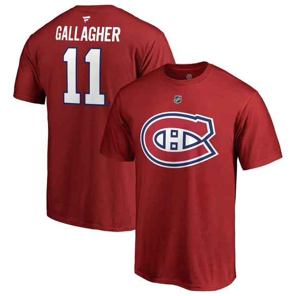 Men's Montreal Canadiens Brendan Gallagher Fanatics Branded Red Authentic Stack – Name & Number T-Shirt