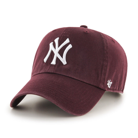 Men's New York Yankees 47 Brand Dark Maroon Clean Up Adjustable Buckle Cap Hat