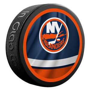 New York Islanders Retro Reverse Double-Sided Logo NHL Inglasco Souvenir Puck
