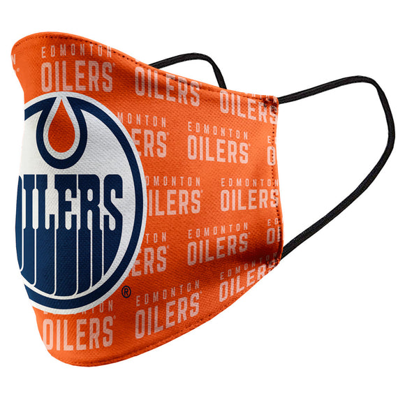 Edmonton Oilers NHL Wall Paper Primary Logo Mustang Adult Face Covering Mask