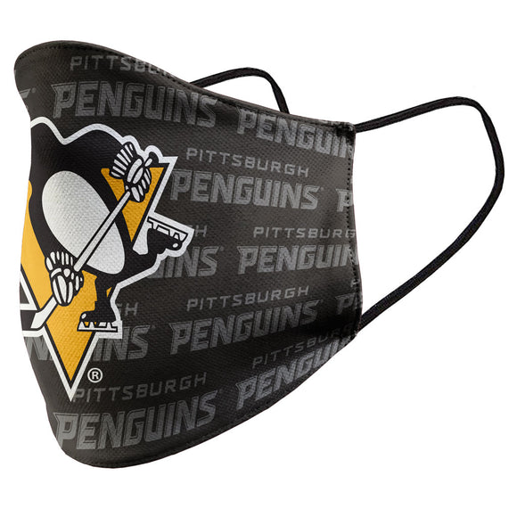 Pittsburgh Penguins NHL Wall Paper Primary Logo Mustang Adult Face Covering Mask