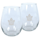 Toronto Maple Leafs Stemless Wine Glass Set of Two 11oz in Gift Box - Bleacher Bum Collectibles, Toronto Blue Jays, NHL , MLB, Toronto Maple Leafs, Hat, Cap, Jersey, Hoodie, T Shirt, NFL, NBA, Toronto Raptors