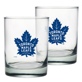 Toronto Maple Leafs Rocks Glass Set of Two 13.5oz in Gift Box - Bleacher Bum Collectibles, Toronto Blue Jays, NHL , MLB, Toronto Maple Leafs, Hat, Cap, Jersey, Hoodie, T Shirt, NFL, NBA, Toronto Raptors