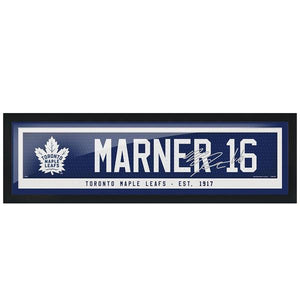 Toronto Maple Leafs Mitch Marner Name & Number 6"x22" Framed Glass Player Street Sign - Bleacher Bum Collectibles, Toronto Blue Jays, NHL , MLB, Toronto Maple Leafs, Hat, Cap, Jersey, Hoodie, T Shirt, NFL, NBA, Toronto Raptors