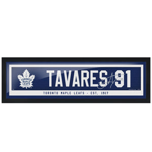 Toronto Maple Leafs John Tavares Name & Number 6"x22" Framed Glass Player Street Sign - Bleacher Bum Collectibles, Toronto Blue Jays, NHL , MLB, Toronto Maple Leafs, Hat, Cap, Jersey, Hoodie, T Shirt, NFL, NBA, Toronto Raptors