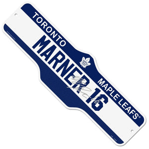 Toronto Maple Leafs Mitch Marner Name & Number 7.5"x23" Deluxe Player Street Sign - Bleacher Bum Collectibles, Toronto Blue Jays, NHL , MLB, Toronto Maple Leafs, Hat, Cap, Jersey, Hoodie, T Shirt, NFL, NBA, Toronto Raptors