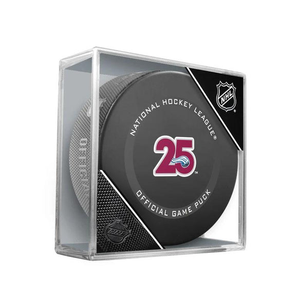 NHL Colorado Avalanche 2021 Official 25Th Anniversary Game Hockey Puck In Cube
