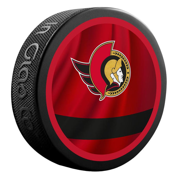 Ottawa Senators Retro Reverse Double-Sided Logo NHL Inglasco Souvenir Puck