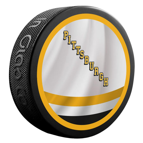 Pittsburgh Penguins Retro Reverse Double-Sided Logo NHL Inglasco Souvenir Puck