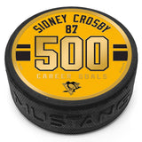 Sidney Crosby NHL Hockey Pittsburgh Penguins 500th Goal Gold Medallion Puck