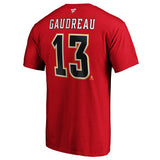 Johnny Gaudreau Calgary Flames Logo Fanatics Branded Authentic Stack Name and Number - T-Shirt - Red