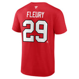 Marc-Andre Fleury Chicago Blackhawks Logo Fanatics Branded Authentic Stack Name and Number - T-Shirt - Red