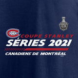 Men's Montreal Canadiens Fanatics Branded Navy 2021 Stanley Cup Playoffs Bound Turnover T-Shirt - French