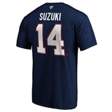 Men's Montreal Canadiens Nick Suzuki Fanatics Branded Navy Authentic Stack – Name & Number T-Shirt