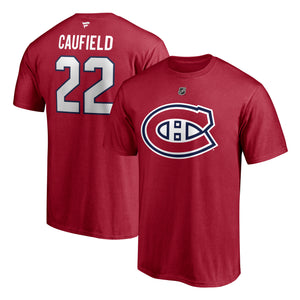 Men's Montreal Canadiens Cole Caufield Fanatics Branded Red Authentic Stack – Name & Number T-Shirt