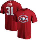 Men's Montreal Canadiens Carey Price Fanatics Branded Red Authentic Stack – Name & Number T-Shirt