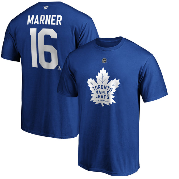 Mitch Marner Toronto Maple Leafs Logo Fanatics Branded Authentic Stack Name and Number - T-Shirt - Royal