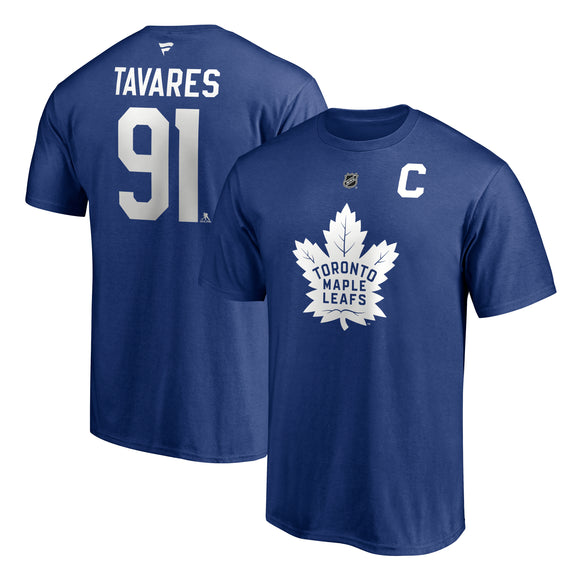 John Tavares Toronto Maple Leafs Logo Fanatics Branded Authentic Stack Name and Number - T-Shirt - Royal
