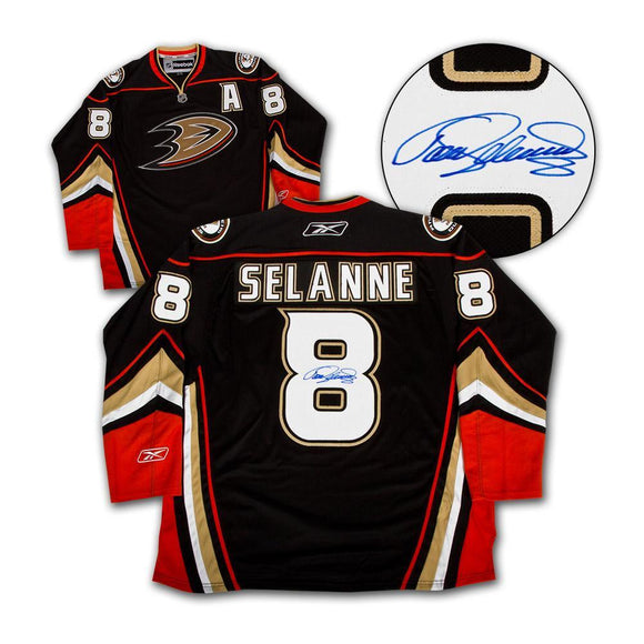 Teemu Selanne Anaheim Ducks Autographed Reebok Premier Hockey Jersey - Bleacher Bum Collectibles, Toronto Blue Jays, NHL , MLB, Toronto Maple Leafs, Hat, Cap, Jersey, Hoodie, T Shirt, NFL, NBA, Toronto Raptors