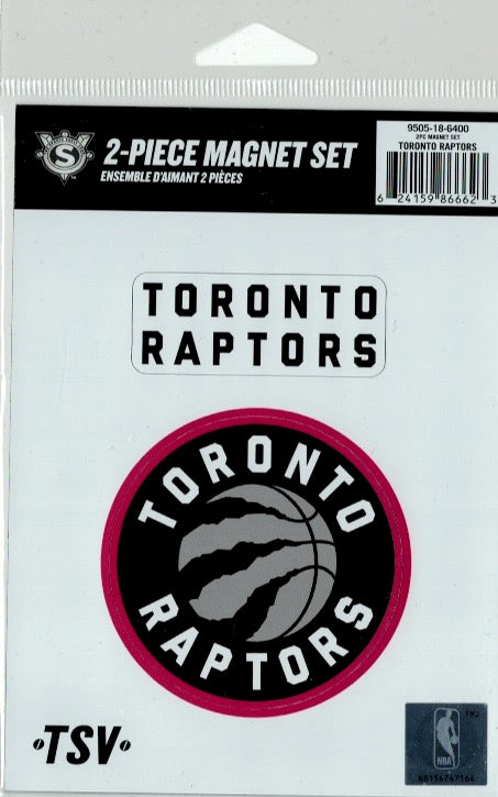 Toronto Raptors Current Primary Logo & Word Mark NBA Basketball Collectors 2 Piece Magnet Set