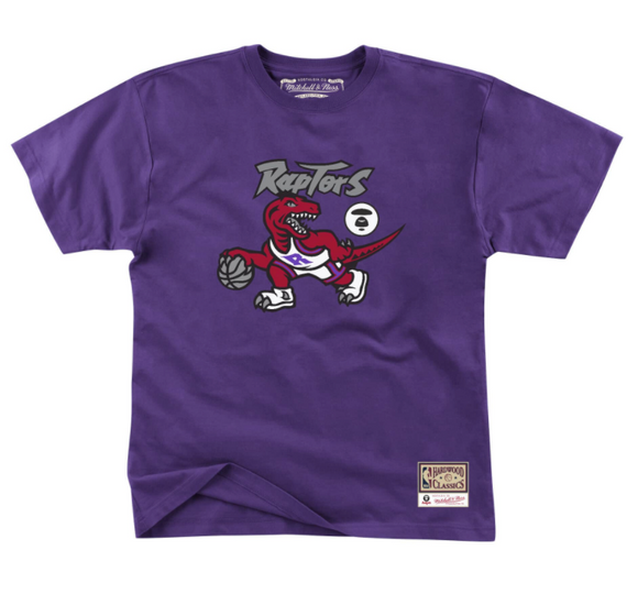 Men's Toronto Raptors Mitchell & Ness Aape Bape Collaboration Purple Hardwood Classic T Shirt