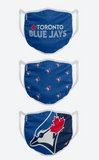 Toronto Blue Jays MLB Baseball Foco Pack of 3 Adult Face Covering Mask