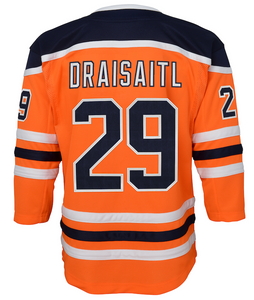 Edmonton Oilers Child Ages 4-7 Leon Draisaitl Orange Premier - Player Hockey Jersey