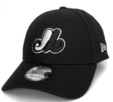 Men's New Era Montreal Expos Black and White 9FORTY Snapback Adjustable Hat