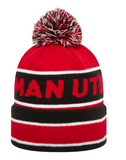 New Era Manchester United Man UTD Football Striped Beanie Bobble Toque - Red