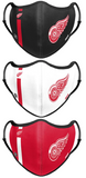 Detroit Red Wings NHL Hockey Foco Pack of 3 Adult Sports Face Covering Mask
