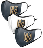Vegas Golden Knights NHL Hockey Foco Pack of 3 Adult Sports Face Covering Mask